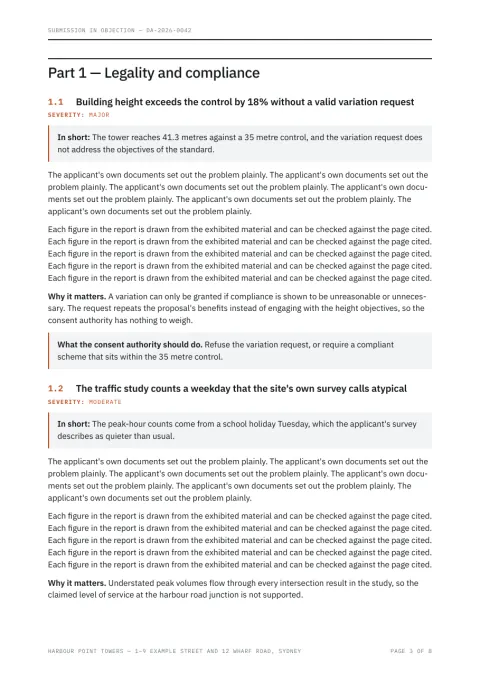 Report page: Part 1, Legality and compliance